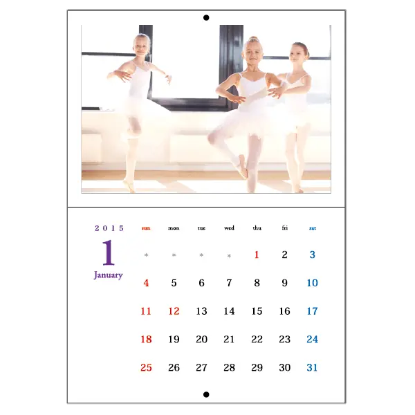 カレンダー1ヶ月綴り