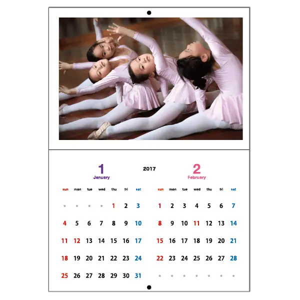 カレンダー2ヶ月綴り