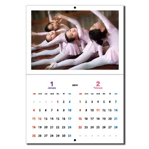 カレンダー:2ケ月綴り